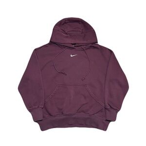 Nike Center Swoosh Phoenix Fleece Hoodie Womens Medium Oversized Burgundy